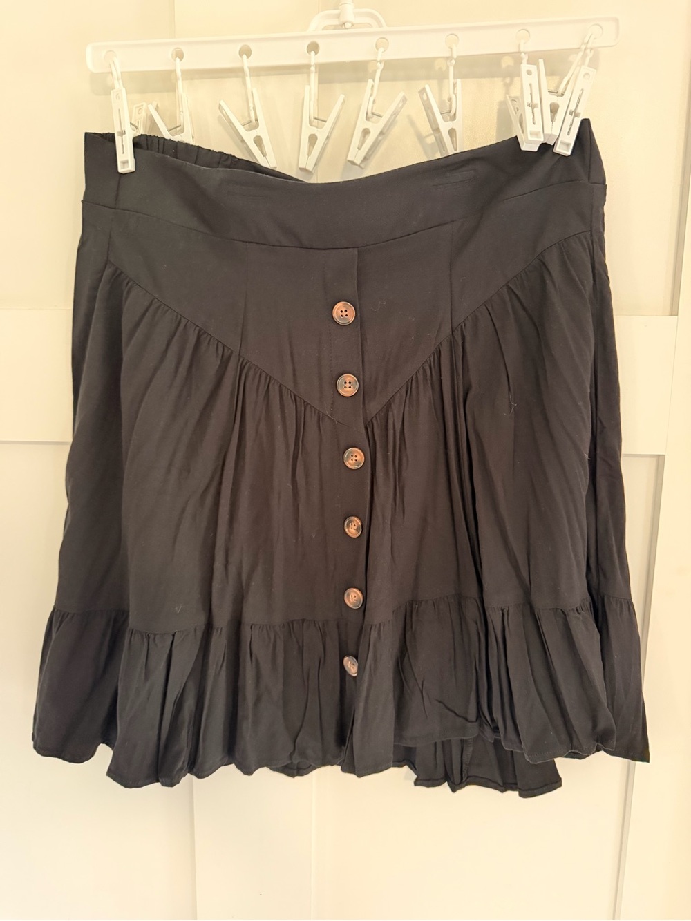 Torrid Black Button-Front Ruffle Mini Skirt